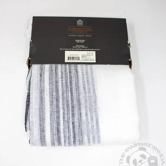 Hearth & Hand w Magnolia Sheer Gray Stripe Single Curtain Panel 95" x 54" A117 - Picture 2 of 3